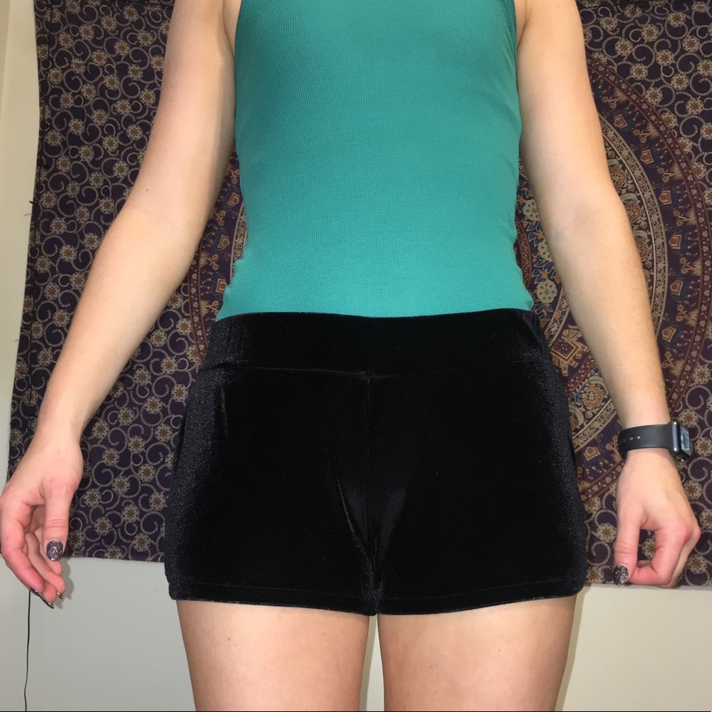 Black velvet shorts